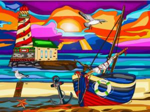 Far Away Lighthouse Beach & Ocean Jigsaw Puzzle By Jacarou Puzzles