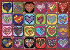 Quilted Hearts Pattern / Assortment Jigsaw Puzzle By Jacarou Puzzles