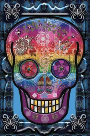 Skull Mini Puzzle Day of the Dead Miniature Puzzle By Jacarou Puzzles