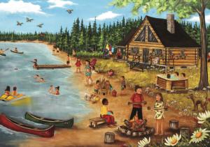 Summer At The Log Cabin Beach & Ocean Jigsaw Puzzle By Pierre Belvedere