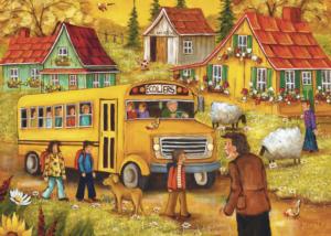 School Bus Around the House Jigsaw Puzzle By Pierre Belvedere
