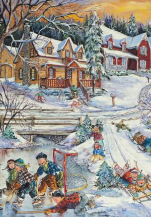 Having Fun Snow Jigsaw Puzzle By Pierre Belvedere