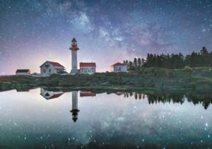 Lighthouse Under The MilkyWay Lighthouse Jigsaw Puzzle By Pierre Belvedere