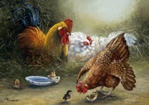 Mum's In Charge Chickens & Roosters Jigsaw Puzzle By Pierre Belvedere