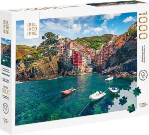 Riomaggiore Village Beach & Ocean Jigsaw Puzzle By Pierre Belvedere