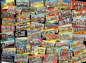 50 States Vintage - Scratch and Dent Folk Art Jigsaw Puzzle By Buffalo Games