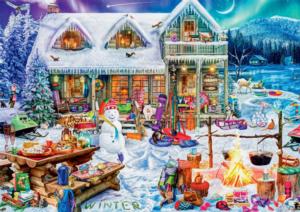 Winterland Fun Cottage / Cabin Large Piece By Buffalo Games