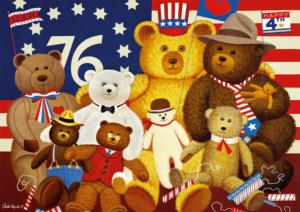Patriotic Stuffy Bunch Fourth of July Jigsaw Puzzle By Buffalo Games