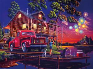 Country Life - Classic Summer Night Fireworks Jigsaw Puzzle By Buffalo Games