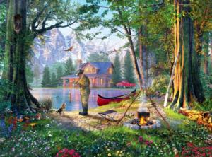 Mountain Fishing Cabin & Cottage Jigsaw Puzzle By Buffalo Games