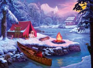 Snowy Retreat Camping Jigsaw Puzzle By Buffalo Games