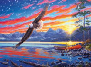 Star Spangled Sunset Eagle Jigsaw Puzzle By Buffalo Games