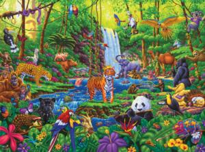 500 Pieces Double Sided Selfie Jigsaw Puzzle Jungle Animals Monkey Snakes 