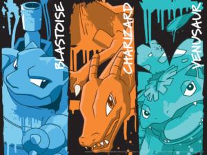 Pokemon: Blastoise, Charizard, and Venasaur Graffiti Pop Culture Cartoon Small Pieces By Buffalo Games