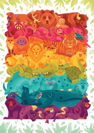 Rainbow Menagerie Rainbow & Gradient Large Piece By Buffalo Games