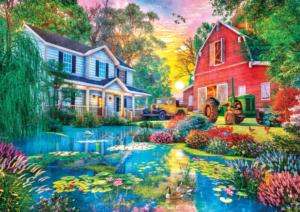 Old Country Farmhouse Sunrise & Sunset Jigsaw Puzzle By Buffalo Games