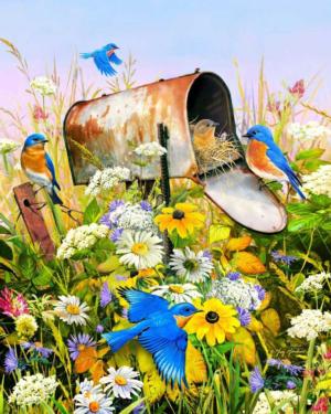 Blue Birds Flowers Jigsaw Puzzle By Springbok