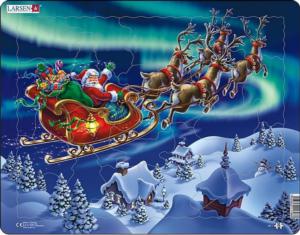 Santa In Nordic Night Children's Cartoon Shaped Pieces By Larsen Puzzles