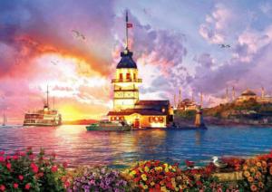 The Maiden's Tower Sunrise / Sunset Jigsaw Puzzle By Heidi Arts
