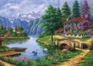 Village By Lake Lakes & Rivers Jigsaw Puzzle By Heidi Arts