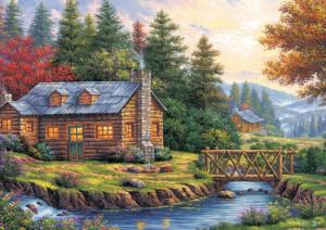 Autumn On The Hills Cabin & Cottage Jigsaw Puzzle By Heidi Arts