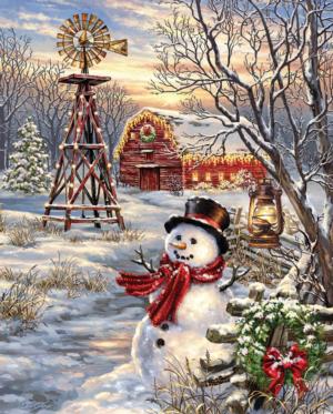 Winter Windmill Farm Christmas Jigsaw Puzzle By Springbok