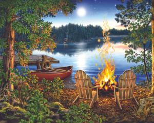 Lakeside Canoe Camping Wooden Jigsaw Puzzle By Springbok