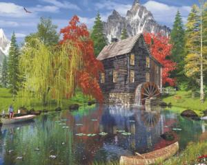 Fishing by the Mill Lakes & Rivers Wooden Jigsaw Puzzle By Springbok
