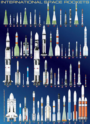 International Space Rockets - Scratch and Dent Pattern & Geometric Jigsaw Puzzle By Eurographics