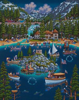 Lake Tahoe Folk Art Jigsaw Puzzle By Dowdle Folk Art