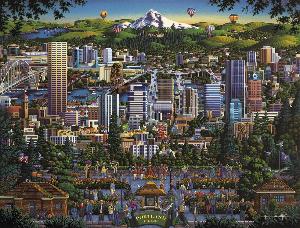 Portland City Of Roses Americana Jigsaw Puzzle By Dowdle Folk Art