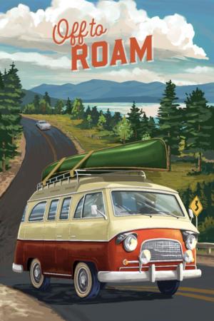 Camper Van, Off To Roam Vehicles Jigsaw Puzzle By Lantern Press
