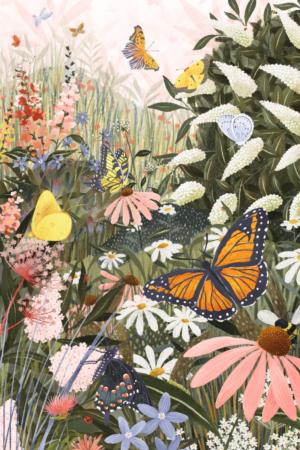 Butterfly Garden, Pastel Flower & Garden Jigsaw Puzzle By Lantern Press
