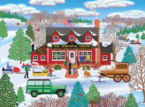 Home Country - Warming House Folk Art Jigsaw Puzzle By RoseArt