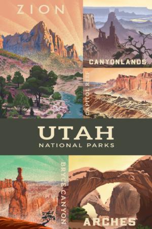Utah's National Parks Collage National Parks Jigsaw Puzzle By Lantern Press