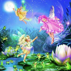 Fairies With Dancing Frogs (Glitter) Fairy Children's Puzzles By Ceaco