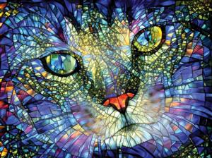 Stained Glass Cat - Max - Scratch and Dent Contemporary & Modern Art Jigsaw Puzzle By Goodway Puzzles