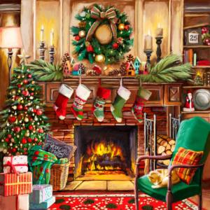 Resting by the Fireplace Christmas Large Piece By SunsOut