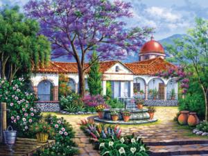 Hacienda With Patio Landscape Jigsaw Puzzle By Ceaco