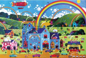 Rainbow Factory Folk Art Jigsaw Puzzle By Ceaco