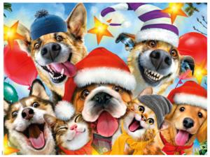 Cats and Dogs Selfies Christmas Christmas Jigsaw Puzzle By Ceaco