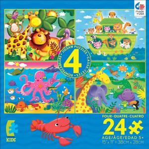 4-in-1 Puzzle Pack - 24pc Blue Humor Children's Puzzles By Ceaco