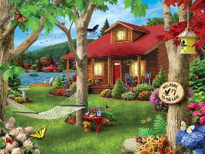 Lakeside Retreat (Lazy Days) Cabin & Cottage Jigsaw Puzzle By MasterPieces