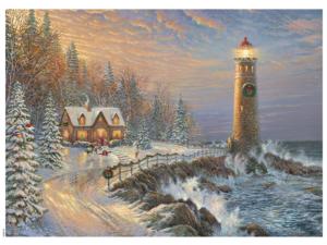 Christmas Lighthouse Thomas Kinkade Holiday Christmas Jigsaw Puzzle By Ceaco