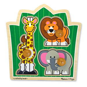 Jungle Friends Children's Cartoon Chunky / Peg Puzzle By Melissa and Doug