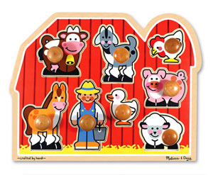 Large Farm Pig Chunky / Peg Puzzle By Melissa and Doug