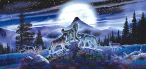 Night Wolves Nature Panoramic Puzzle By SunsOut
