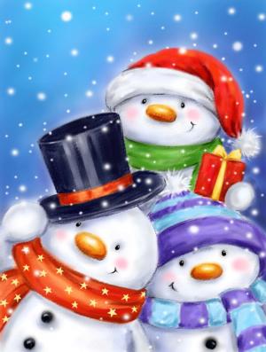 Three Snowmen Christmas Large Piece By SunsOut