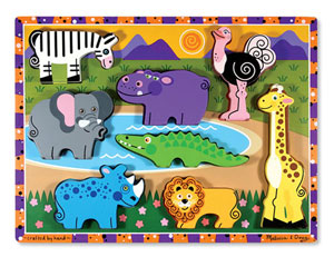 Safari Animals Chunky / Peg Puzzle By Melissa and Doug