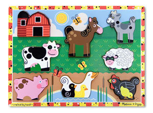 Farm Farm Animal Chunky / Peg Puzzle By Melissa and Doug